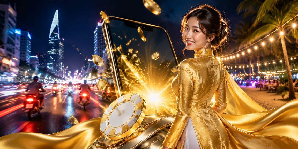 Người phụ nữ mặc áo dài truyền thống Việt Nam tại TP.HCM đang dùng ứng dụng giải trí trên điện thoại