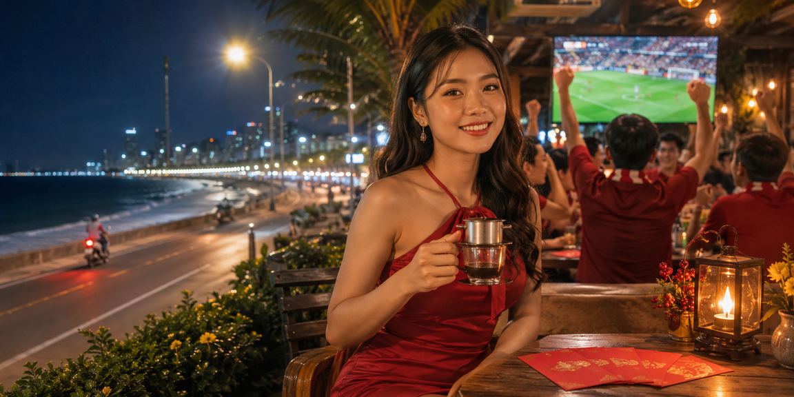 Ly cà phê và phong bì đỏ tại Phan Thiết, biểu trưng cho phần thưởng và trải nghiệm giải trí địa phương
